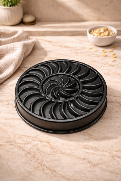 Nera Granit Pie & Cake Mold | Non-Stick Cast Cake Mold with Slices, Special Design, Black