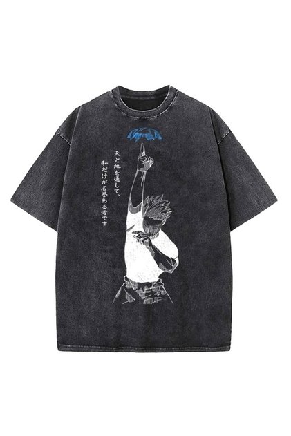 Calle Printed Premium Quality Vintage Wash Street Style Oversize T-Shirt Anthracite