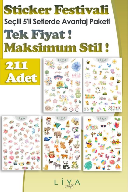 211 Piece Sticker Set, Flower, Animal, Spring & Summer Themed Laptop, Notebook, Planner Labels