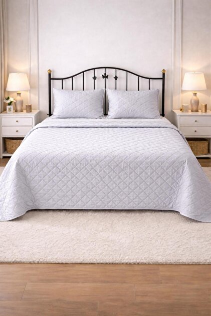 Luna King Size Bedspread Set Gray