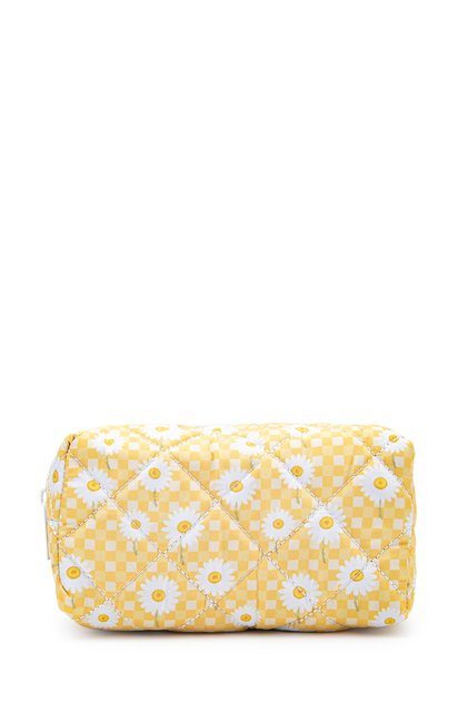 Zc263 Fabric Women's Makeup Bag Yellow Plaid