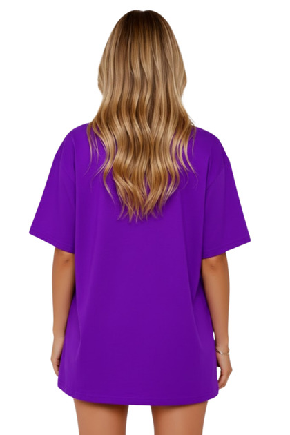 BEETON Unisex Oversize Purple T-Shirt Miami Printed 100% Cotton