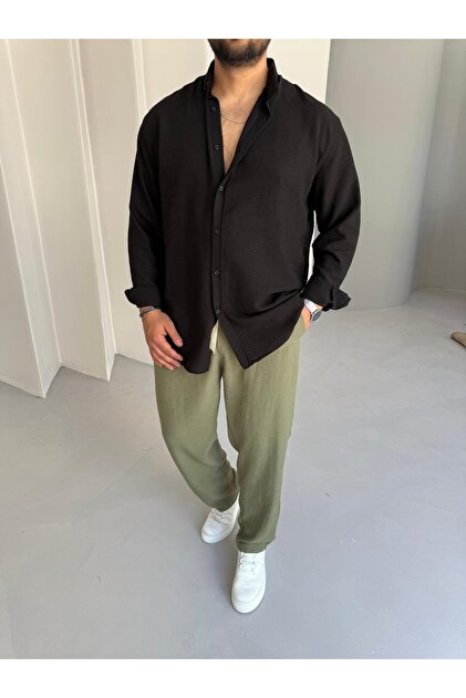 black dress shirt khaki pants Combineman35 Pera Linen - Set of 2 black shirt khaki pants casual Men's Black Dress Pants Long Formal Dresses Made exclusively for Banana Size:38 Short