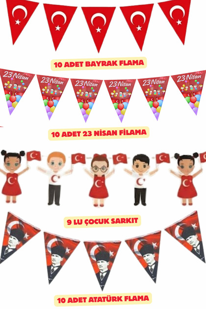 April 23Rd Party Set 10-Pack Flag Pennant 10-Pack April 23Rd Pennant 9-Pack Children's Pendant 10-Pack Atatürk Pennant
