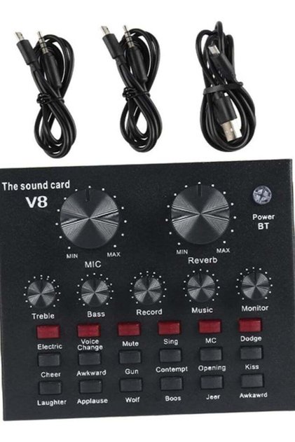External Sound Card USB Live External Sound Mixer Board Voice Changer Sound Card with Multiple Sound