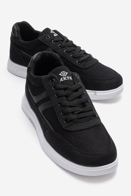 Two-Stripe Linen Men's Shoes Black White