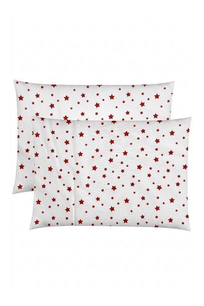 100% Cotton Ranforce Baby Pillowcase with Red Star Pattern - 2 Pieces 35X45