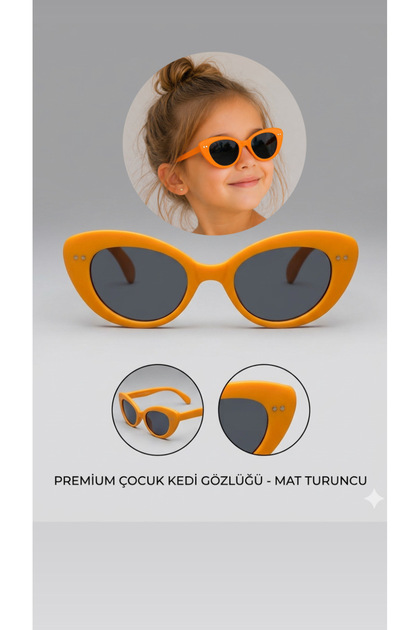 Orange Girls' Sunglasses Uv400 Cat Eye Model Matte Stylish Lightweight Durable Children's Glasses Gift