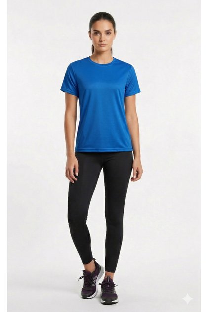 Women's Fitness Pilates Running Training Rain Pattern Polyester Fabric T-Shirt