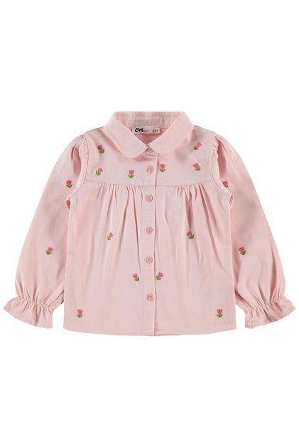 Girl's Tulip Embroidered Shirt for Ages 2-5 - Pink