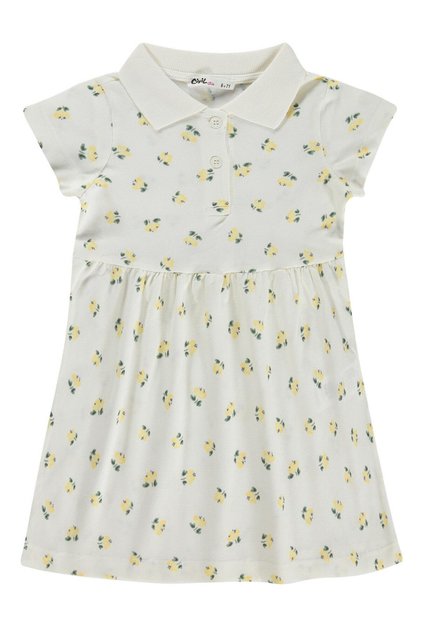 Leaf Flower Patterned Dress for 6-9 Years Old - Off-White