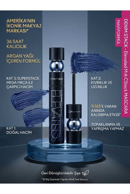 Mavi Maskara Hacim Veren Kaldırıcı Uzatıcı Çift Taraflı Fırça 36 Saat 8 ml