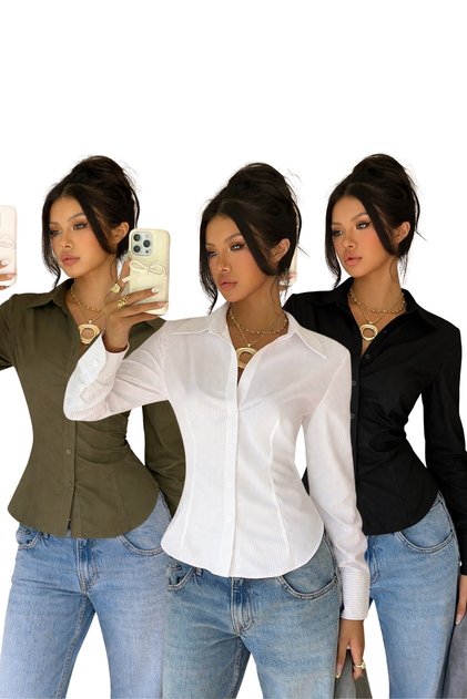 Kadın Exclusive Slim Fit Gömlek Lüks Minimal Şık ve Sofistike Görünüm