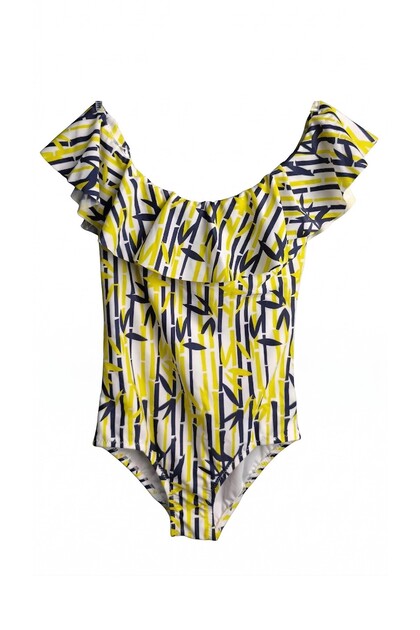 Mesen - Graphic Bamboo Figured Flounce Girls' Swimsuit by Nessi Byrd