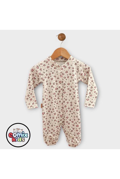 ℅ 100% Cotton Organic Baby Girl Romper with Heart, Lamb and Flower Print 0-3-6-9 Months