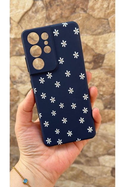 Samsung Galaxy S21 Ultra Compatible Mini Daisy Patterned Silicone Shock Absorbing Classic Protective Case