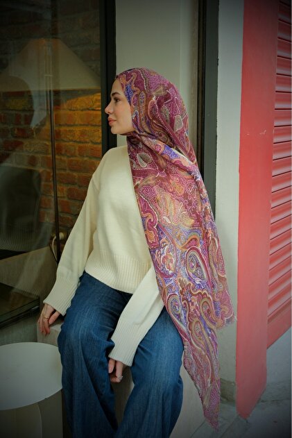 Etro Pattern Linen Shawl-Purple
