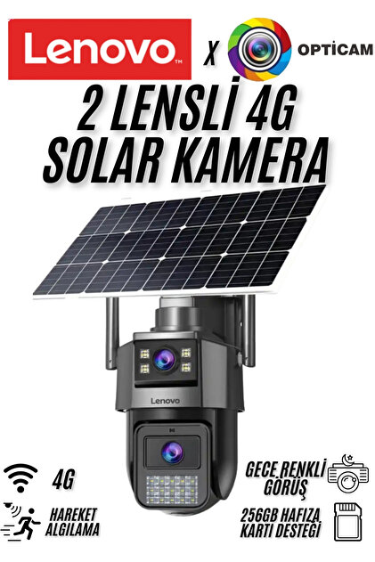 LENOVO x Opticam G4S4 Smart Solar 4G Kamera 256gb hafıza kartı