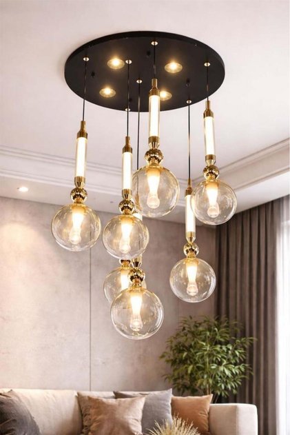 10032-7 Li Sarkıt Camlı Led Avize