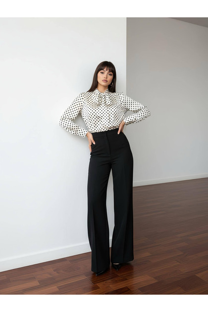 Polka Dot Patterned Paris Scarf Shirt