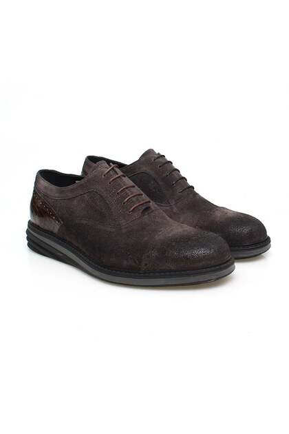 Brown Lace-Up Genuine Leather Men's Shoes