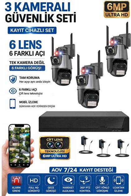 APRONX BS420 4 Kanal Nvr + 3Mp 4 Kamera Full Color Mik. Wifi Set