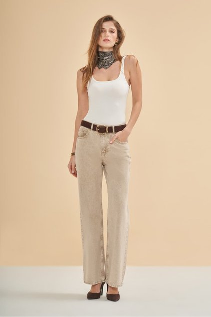 Wide Leg Jean Pantolon