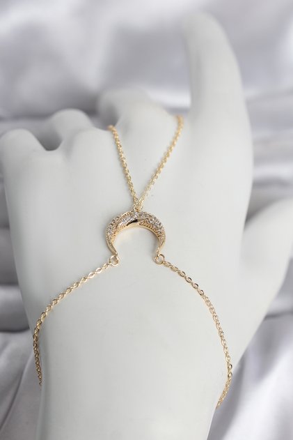 Stylish Brass Gold Color Crescent Model Zircon Stone Women's Shahmeran Teachers Mothers Valentine's Day Gift
