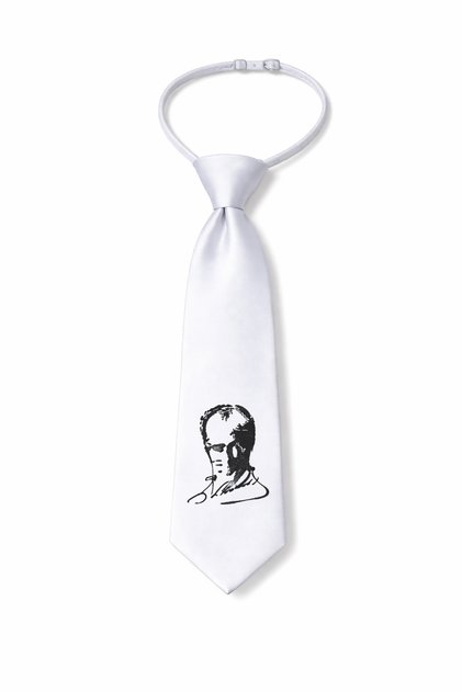 Children's White Ataturk Signed Elastic Tie Adjustable Unisex
