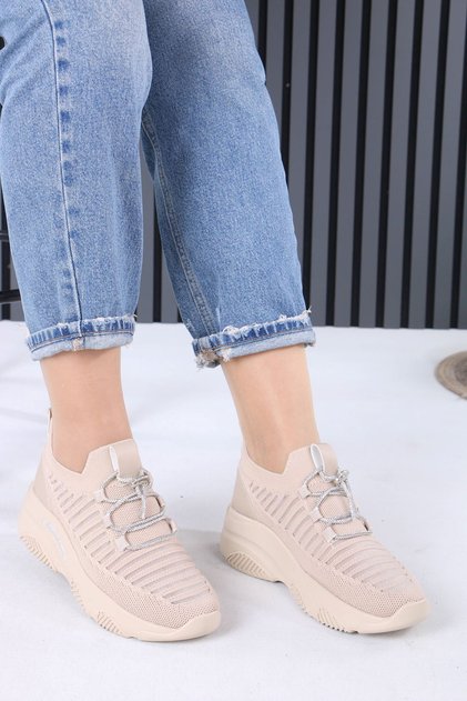Joella Nude Knitwear Stoned Lace-Up Women's Sports Shoes