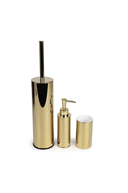 Round Bathroom Set Shiny Gold