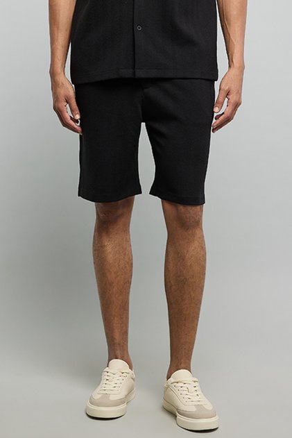 Textured Shorts with Drawstring Waist