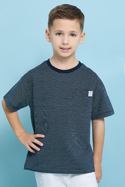 Striped T-Shirt with Crew Neck and Short Sleeves