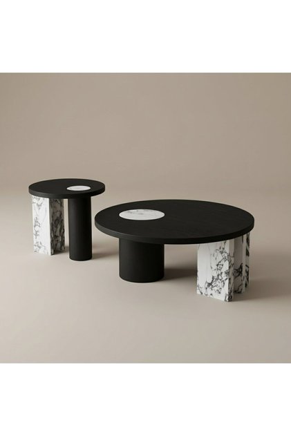 Cambridge MDF Top & Sintered Stone Base Coffee Table With Side Table