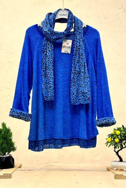 Leopard Shawl Double Mohair Imported Blouse