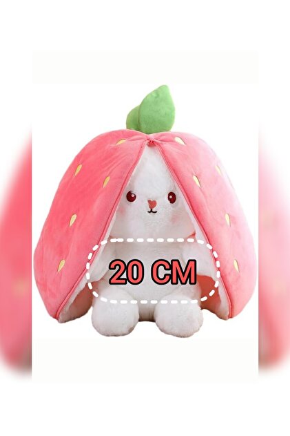Takara Tomy fermuarlı çilek tavşan peluş oyuncak 20cm tüylü tavşan