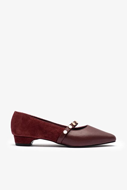 Γυναικεία παπούτσια με τακούνι Logos Claret Red Suede-Leather
