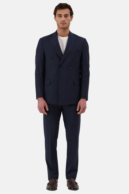 Navy Blue Wool Double-Breasted Suit 10008-07