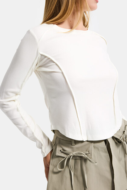 Women's Ecru Color W5 Organic Fabric Crop Fit Body