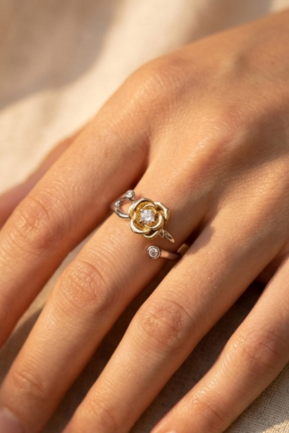 Women's Rose Model Adjustable Gold Ring
