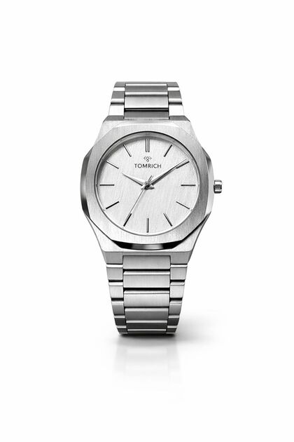 Crest Men’s Stainless Steel Watch Silver white Dial Quartz Analog