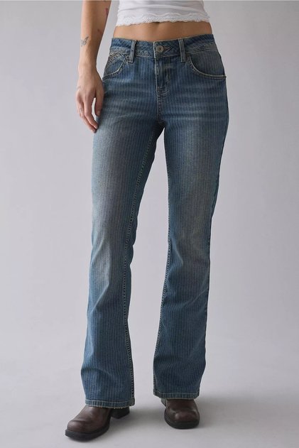 Vintage Blue Low Waist Flare Bootcut Spanish Leg Low-Rise Slim Fit Jeans & Trousers
