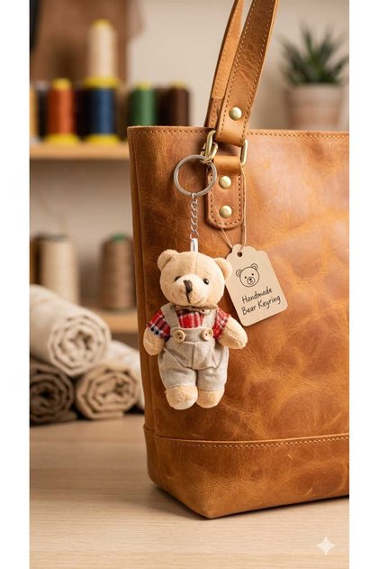 Kıyafetli Peluş Ayıcık Anahtarlık - Vintage Tasarım Çanta Aksesuarı hediyelik