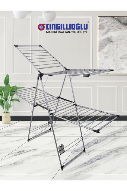 CC-405 Crystal Lux Çift Katlı Alüminyum EXTRA KALIN BORULU Çamaşır Kurutma Askısı