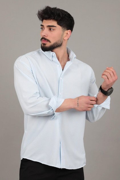 Thin Striped Oversize Summer Long Sleeve Shirt Mrs 218_40415