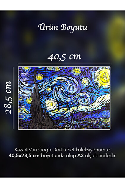 Kazart Van Gogh Koleksiyonu 4'lü Set Kazıma Sanatı Scratch Art A3