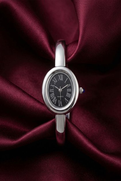Cartion Women's Steel Watch Silver Color Oval Case Vintage Luxury Special Design Stylish Elegant Women's Wristwatch