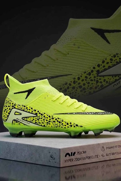 Men's Football Boots-Sock-Style Football Boots for Astroturf and Grass Grounds Neon Green
