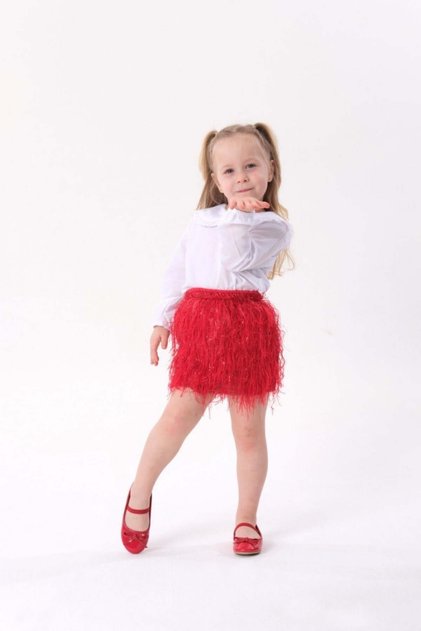 Red Fringed Skirt and Shirt Set
