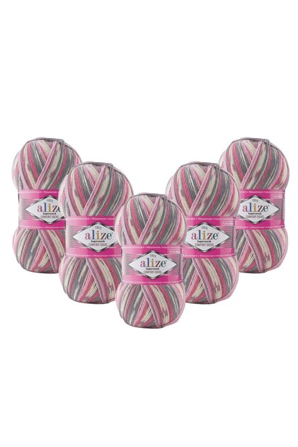 Superwash Comfort Socks 5 Pieces (7707) 100 Gr 420 Mt-75% Wool 25% Polyamide Knitting Yarn